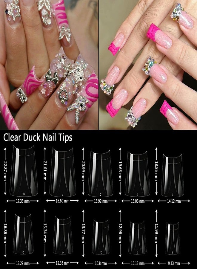 ASONRL 500Pcs Clear Duck Nail Tips Short - 10 Sizes Pre-Shaped Professional Press Ons for Nail Extension, Half Cover Acrylic Soft Gel Tips for Home DIY Nail Salon With Box - Image 2